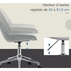 HOMCOM Chaise De Bureau Design Contemporain Hauteur Réglable Pivotant 360° Piètement Chromé Lin Gris Clair - Gris 10 HOMCOM Chaise De Bureau Design Contemporain Hauteur Réglable Pivotant 360° Piètement Chromé Lin Gris Clair - Gris -France HOMCOM Soldes 2022 27491990 4