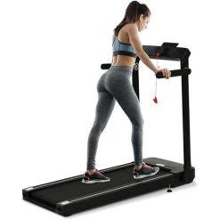 HOMCOM Tapis électrique De Course Pliable 1-12 Km/h 600 W écran LED Multifonction 12 Programmes Noir