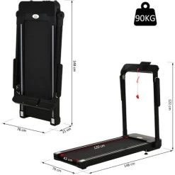 HOMCOM Tapis électrique De Course Pliable 1-12 Km/h 600 W écran LED Multifonction 12 Programmes Noir -France HOMCOM Soldes 2022 27492049 3