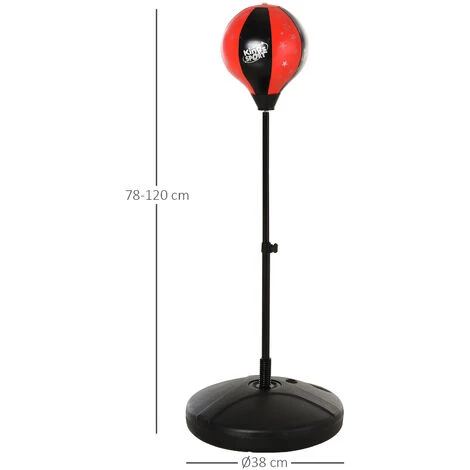 HOMCOM Punching Ball Sur Pied Pour Enfant Hauteur Réglable 78-120 Cm Base De Lestage Paire Gants Inclus Rouge Noir - Rouge 5 HOMCOM Punching Ball Sur Pied Pour Enfant Hauteur Réglable 78-120 Cm Base De Lestage Paire Gants Inclus Rouge Noir - Rouge – Image 3