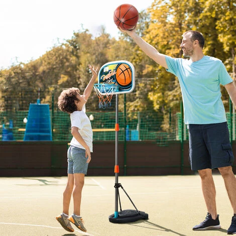 HOMCOM Panier De Basket-ball Sur Pied Avec Poteau Base Lestage Panneau + Ballon + Pompe Hauteur Réglable 1,26 – 1,58 M - Orange 4 HOMCOM Panier De Basket-ball Sur Pied Avec Poteau Base Lestage Panneau + Ballon + Pompe Hauteur Réglable 1,26 – 1,58 M - Orange – Image 2