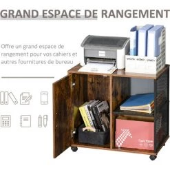 HOMCOM Support D'imprimante - Caisson Organiseur Bureau - Placard Porte, 2 Niches, Grand Plateau - Panneaux Particules Coloris Boisé Métal Noir - Marron 11 HOMCOM Support D'imprimante - Caisson Organiseur Bureau - Placard Porte, 2 Niches, Grand Plateau - Panneaux Particules Coloris Boisé Métal Noir - Marron -France HOMCOM Soldes 2022 27561210 5