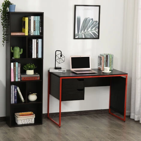 HOMCOM Bureau Gaming Bureau Gamer Bureau Informatique 2 Tiroirs 4 Poches Latérales Métal Rouge Panneaux Particules Noir 4 HOMCOM Bureau Gaming Bureau Gamer Bureau Informatique 2 Tiroirs 4 Poches Latérales Métal Rouge Panneaux Particules Noir – Image 2