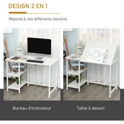 HOMCOM Table à Dessin Bureau Inclinable Design Contemporain Dim. 110L X 55l X 76H Cm 2 étagères Panneaux Particules Métal Blanc - Blanc 11 HOMCOM Table à Dessin Bureau Inclinable Design Contemporain Dim. 110L X 55l X 76H Cm 2 étagères Panneaux Particules Métal Blanc - Blanc -France HOMCOM Soldes 2022 27561213 5