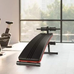 HOMCOM Banc De Musculation Pliable Banc Abdominaux Hauteur Réglable 5 Positions Dim. 139L X 47l X 51-69 Cm Rouge Noir - Noir -France HOMCOM Soldes 2022 27596475 3