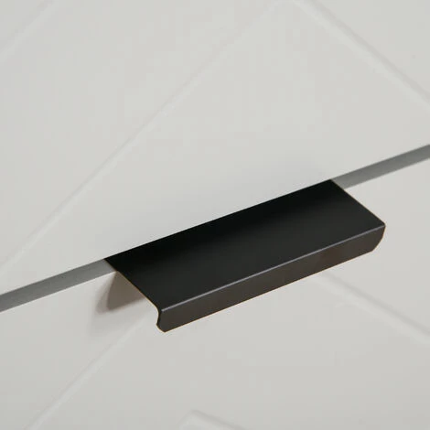 HOMCOM Table De Chevet Table De Nuit 2 Tiroirs Coulissants Façade Motif à Chevron Gris Panneaux Particules Blanc Piètement Métal Noir - Gris 6 HOMCOM Table De Chevet Table De Nuit 2 Tiroirs Coulissants Façade Motif à Chevron Gris Panneaux Particules Blanc Piètement Métal Noir - Gris – Image 4