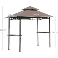 HOMCOM Pavillon Abri Tonnelle De Jardin Pour Barbecue Double Toit 2 Tablettes Incluses Tissu Polyester Acier 2,45 X 1,48 X 2,55 M Chocolat - Marron 9 HOMCOM Pavillon Abri Tonnelle De Jardin Pour Barbecue Double Toit 2 Tablettes Incluses Tissu Polyester Acier 2,45 X 1,48 X 2,55 M Chocolat - Marron -France HOMCOM Soldes 2022 27647772 3