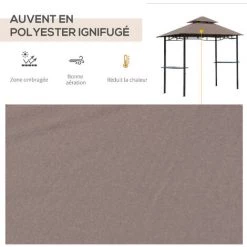 HOMCOM Pavillon Abri Tonnelle De Jardin Pour Barbecue Double Toit 2 Tablettes Incluses Tissu Polyester Acier 2,45 X 1,48 X 2,55 M Chocolat - Marron 10 HOMCOM Pavillon Abri Tonnelle De Jardin Pour Barbecue Double Toit 2 Tablettes Incluses Tissu Polyester Acier 2,45 X 1,48 X 2,55 M Chocolat - Marron -France HOMCOM Soldes 2022 27647772 4