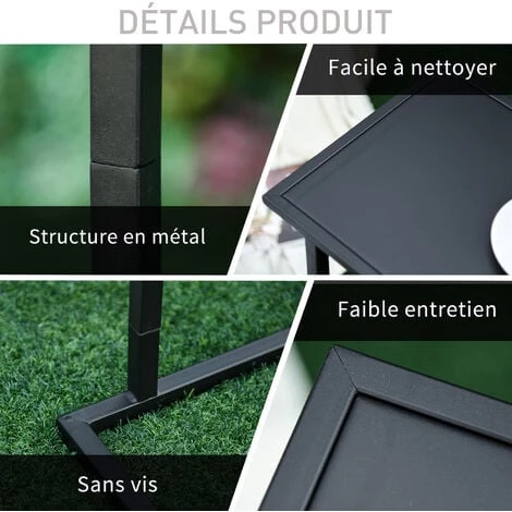 HOMCOM Table Basse Table D'appoint Guéridon Bout De Canapé Intérieur Extérieur Métal époxy Noir 7 HOMCOM Table Basse Table D'appoint Guéridon Bout De Canapé Intérieur Extérieur Métal époxy Noir – Image 5