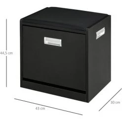 HOMCOM Banc à Chaussures - étagère à Chaussures - Meuble à Chaussures - 1 Abattant 2 Niveaux - Coussin Revêtement Synthétique Noir -France HOMCOM Soldes 2022 27866409 3
