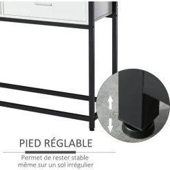 HOMCOM Console Table D'appoint Design Dim. 120L X 34l X 81H Cm 2 Tiroirs Métal Noir Panneaux Particules Blanc 11 HOMCOM Console Table D'appoint Design Dim. 120L X 34l X 81H Cm 2 Tiroirs Métal Noir Panneaux Particules Blanc -France HOMCOM Soldes 2022 27944499 5