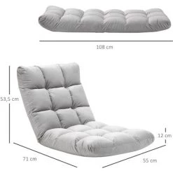 HOMCOM Fauteuil Convertible Fauteuil Paresseux Grand Confort Inclinaison Dossier Multipositions 90°-180° Flanelle Polyester Capitonné Gris Clair -France HOMCOM Soldes 2022 28081106 3