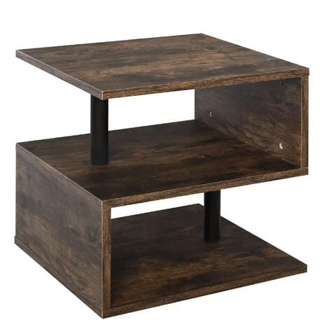 HOMCOM Table Basse Contemporaine Design Géométrique En S Métal Noir MDF Boisé Veinage Bois - Marron 3 HOMCOM Table Basse Contemporaine Design Géométrique En S Métal Noir MDF Boisé Veinage Bois - Marron