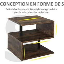 HOMCOM Table Basse Contemporaine Design Géométrique En S Métal Noir MDF Boisé Veinage Bois - Marron 11 HOMCOM Table Basse Contemporaine Design Géométrique En S Métal Noir MDF Boisé Veinage Bois - Marron -France HOMCOM Soldes 2022 28165345 5