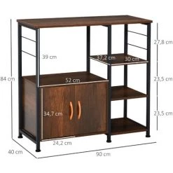 HOMCOM Étagère De Cuisine étagère De Micro-ondes Style Industriel Dim. 90L X 40l X 84H Cm Métal Panneaux Boisé - Marron 9 HOMCOM Étagère De Cuisine étagère De Micro-ondes Style Industriel Dim. 90L X 40l X 84H Cm Métal Panneaux Boisé - Marron -France HOMCOM Soldes 2022 28242647 3