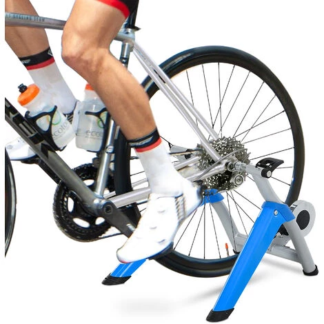HOMCOM Home Trainer Vélo Support D'entrainement Pliable Pour Vélo De Route VTT Roues 26 à 29 Pouces Gris Métal Bleu 4 HOMCOM Home Trainer Vélo Support D'entrainement Pliable Pour Vélo De Route VTT Roues 26 à 29 Pouces Gris Métal Bleu – Image 2