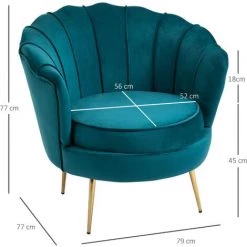 HOMCOM Fauteuil Coquillage Fauteuil Design Dim. 79L X 77l X 77H Cm Pieds Dorés Effilés Velours Bleu Canard 9 HOMCOM Fauteuil Coquillage Fauteuil Design Dim. 79L X 77l X 77H Cm Pieds Dorés Effilés Velours Bleu Canard -France HOMCOM Soldes 2022 28368954 3