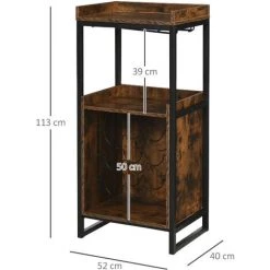 HOMCOM Casier à Vin Design Industriel étagère à Bouteilles 9 Bouteilles Support Verres à Vin Intégré Métal Noir Aspect Vieux Bois Veinage -France HOMCOM Soldes 2022 28400865 3