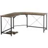 HOMCOM Bureau Informatique Design Industriel Bureau D'angle Support CPU Aspect Vieux Bois Métal Noir - Marron -France HOMCOM Soldes 2022 28400871 1