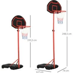 HOMCOM Panier De Basket-Ball Sur Pied Avec Poteau Panneau, Base De Lestage Sur Roulettes Hauteur Réglable 1,55 - 2,1 M Rouge Noir - Rouge 9 HOMCOM Panier De Basket-Ball Sur Pied Avec Poteau Panneau, Base De Lestage Sur Roulettes Hauteur Réglable 1,55 - 2,1 M Rouge Noir - Rouge -France HOMCOM Soldes 2022 28443769 3