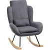HOMCOM Fauteuil à Bascule Oreilles Rocking Chair Grand Confort Accoudoirs Assise Dossier Garnissage Mousse Haute Densité Lin Gris - Gris -France HOMCOM Soldes 2022 28719038 1