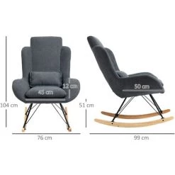 HOMCOM Fauteuil à Bascule Oreilles Rocking Chair Grand Confort Accoudoirs Assise Dossier Garnissage Mousse Haute Densité Lin Gris - Gris 9 HOMCOM Fauteuil à Bascule Oreilles Rocking Chair Grand Confort Accoudoirs Assise Dossier Garnissage Mousse Haute Densité Lin Gris - Gris -France HOMCOM Soldes 2022 28719038 3