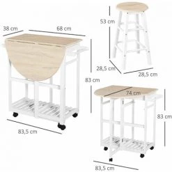 HOMCOM Ensemble Table De Bar Pliable Sur Roulettes Avec étagère Et 2 Tiroirs + 2 Tabourets Bois Pin MDF Blanc Chêne Clair 9 HOMCOM Ensemble Table De Bar Pliable Sur Roulettes Avec étagère Et 2 Tiroirs + 2 Tabourets Bois Pin MDF Blanc Chêne Clair -France HOMCOM Soldes 2022 28727682 3
