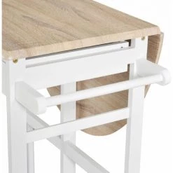 HOMCOM Ensemble Table De Bar Pliable Sur Roulettes Avec étagère Et 2 Tiroirs + 2 Tabourets Bois Pin MDF Blanc Chêne Clair 11 HOMCOM Ensemble Table De Bar Pliable Sur Roulettes Avec étagère Et 2 Tiroirs + 2 Tabourets Bois Pin MDF Blanc Chêne Clair -France HOMCOM Soldes 2022 28727682 5