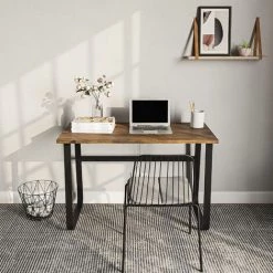 HOMCOM Bureau Design Industriel Châssis Métal Noir Plateau Panneaux Particules Coloris Boisé -France HOMCOM Soldes 2022 28830565 5