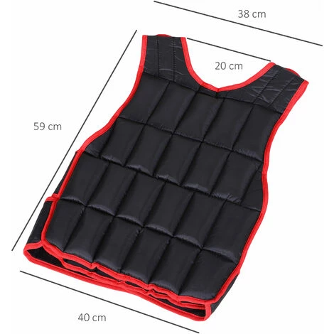 HOMCOM Gilet Lesté Réglable Veste Lestée 20 Kg Max. Poids Amovibles Entrainement Musculation Exercice Boxe Oxford Noir Rouge - Rouge 5 HOMCOM Gilet Lesté Réglable Veste Lestée 20 Kg Max. Poids Amovibles Entrainement Musculation Exercice Boxe Oxford Noir Rouge - Rouge – Image 3