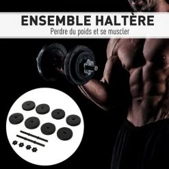 HOMCOM Ensemble D'haltères Courtes Total 20 Kg - Barres Incluses - Entraînement Musculaire & Haltérophilie - Acier HDPE Noir 11 HOMCOM Ensemble D'haltères Courtes Total 20 Kg - Barres Incluses - Entraînement Musculaire & Haltérophilie - Acier HDPE Noir -France HOMCOM Soldes 2022 28830585 5