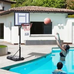 HOMCOM Panier De Basket-Ball Sur Pied Pour Bord De Piscine Poteau Panneau, Base De Lestage Sur Roulettes Hauteur Arceau Réglable 1,1 - 1,3 M Noir Blanc - Noir 8 HOMCOM Panier De Basket-Ball Sur Pied Pour Bord De Piscine Poteau Panneau, Base De Lestage Sur Roulettes Hauteur Arceau Réglable 1,1 - 1,3 M Noir Blanc - Noir -France HOMCOM Soldes 2022 28910115 2