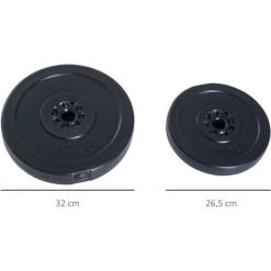 HOMCOM Disques De Poids - Lot De 4 Disques D'haltère - Ensemble De Poids 5 Kg Et 10 Kg - Poids Total 30 Kg - Entraînement Musculaire & Haltérophilie - HDPE Noir -France HOMCOM Soldes 2022 28910137 3