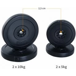 HOMCOM Disques De Poids - Lot De 4 Disques D'haltère - Ensemble De Poids 5 Kg Et 10 Kg - Poids Total 30 Kg - Entraînement Musculaire & Haltérophilie - HDPE Noir -France HOMCOM Soldes 2022 28910137 4