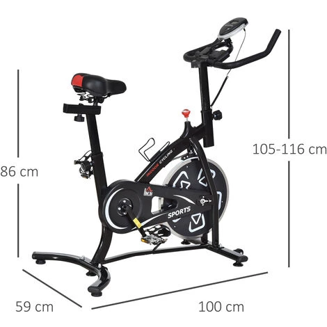 HOMCOM Vélo D'appartement Cardio Vélo Biking écran Multifonction Selle Et Guidon Réglable Noir - Noir 5 HOMCOM Vélo D'appartement Cardio Vélo Biking écran Multifonction Selle Et Guidon Réglable Noir - Noir – Image 3
