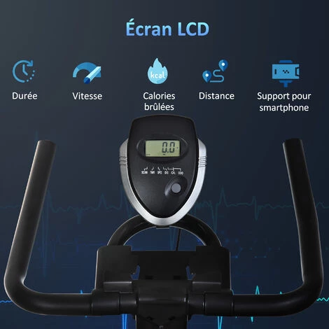 HOMCOM Vélo D'appartement Cardio Vélo Biking écran Multifonction Selle Et Guidon Réglable Noir - Noir 6 HOMCOM Vélo D'appartement Cardio Vélo Biking écran Multifonction Selle Et Guidon Réglable Noir - Noir – Image 4