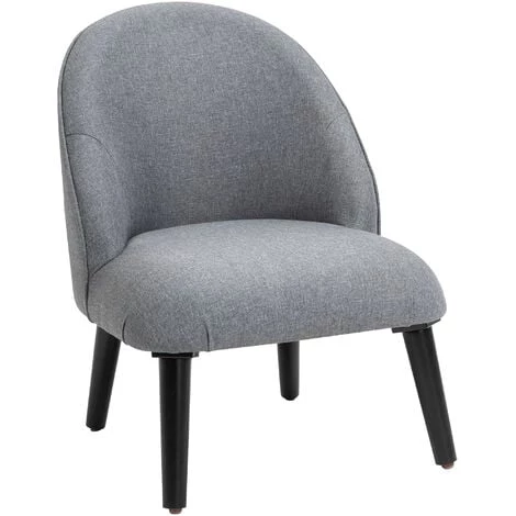 HOMCOM Fauteuil Lounge Design Grand Confort Pieds Effilés Bois Massif Hévéa Revêtement Tissu Lin Gris - Gris 3 HOMCOM Fauteuil Lounge Design Grand Confort Pieds Effilés Bois Massif Hévéa Revêtement Tissu Lin Gris - Gris