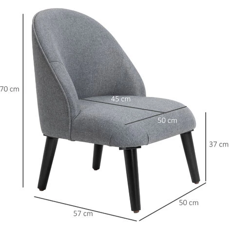 HOMCOM Fauteuil Lounge Design Grand Confort Pieds Effilés Bois Massif Hévéa Revêtement Tissu Lin Gris - Gris 5 HOMCOM Fauteuil Lounge Design Grand Confort Pieds Effilés Bois Massif Hévéa Revêtement Tissu Lin Gris - Gris – Image 3