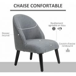 HOMCOM Fauteuil Lounge Design Grand Confort Pieds Effilés Bois Massif Hévéa Revêtement Tissu Lin Gris - Gris 10 HOMCOM Fauteuil Lounge Design Grand Confort Pieds Effilés Bois Massif Hévéa Revêtement Tissu Lin Gris - Gris -France HOMCOM Soldes 2022 28998806 4