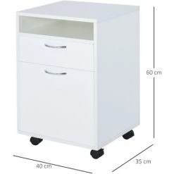 HOMCOM Caisson De Bureau Rangement Bureau Sur Roulettes Tiroir Placard Niche Panneaux Particules Blanc 9 HOMCOM Caisson De Bureau Rangement Bureau Sur Roulettes Tiroir Placard Niche Panneaux Particules Blanc -France HOMCOM Soldes 2022 29002776 3