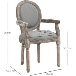 HOMCOM Chaise De Salle à Manger Chaise De Salon Médaillon Style Louis XVI Bois Massif Patiné Sculpté Tissu Lin Gris - Gris 9 HOMCOM Chaise De Salle à Manger Chaise De Salon Médaillon Style Louis XVI Bois Massif Patiné Sculpté Tissu Lin Gris - Gris -France HOMCOM Soldes 2022 29043872 3