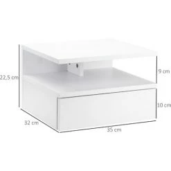 HOMCOM Lot De 2 Tables De Chevet Murales - Lot De 2 Tables De Nuit - Tiroir Coulissant, Niche, Plateau - Panneaux Particules Blanc 9 HOMCOM Lot De 2 Tables De Chevet Murales - Lot De 2 Tables De Nuit - Tiroir Coulissant, Niche, Plateau - Panneaux Particules Blanc -France HOMCOM Soldes 2022 29074589 3