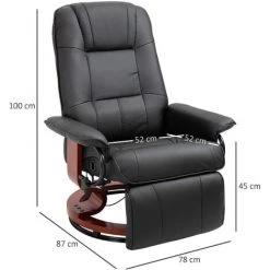 HOMCOM Fauteuil Relax Inclinable Repose-pieds Réglable Pivotant 360° Piètement Bois Revêtement PU Noir - Noir 9 HOMCOM Fauteuil Relax Inclinable Repose-pieds Réglable Pivotant 360° Piètement Bois Revêtement PU Noir - Noir -France HOMCOM Soldes 2022 29123225 3