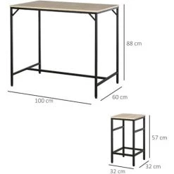 HOMCOM Ensemble Table De Bar Design Industriel + 4 Tabourets Repose-pieds Panneaux Particules Imitation Chêne Clair Métal Noir - Beige 9 HOMCOM Ensemble Table De Bar Design Industriel + 4 Tabourets Repose-pieds Panneaux Particules Imitation Chêne Clair Métal Noir - Beige -France HOMCOM Soldes 2022 29295926 3