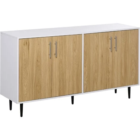 HOMCOM Buffet Meuble De Rangement 2 Placards 2 Portes Avec étagères Réglables Blanc Chêne Clair 3 HOMCOM Buffet Meuble De Rangement 2 Placards 2 Portes Avec étagères Réglables Blanc Chêne Clair