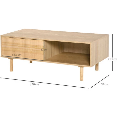 HOMCOM Table Basse Design Urban Craft Placard + Niche Panneaux Particules Bois Massif Pin 5 HOMCOM Table Basse Design Urban Craft Placard + Niche Panneaux Particules Bois Massif Pin – Image 3