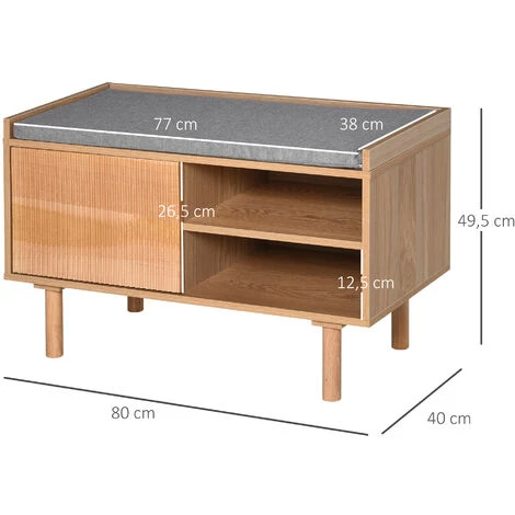 HOMCOM Meuble Chaussures Banc à Chaussures Design Urban Craft Placard + 2 Niches Coussin Gris Fourni Panneaux Particules Pin 5 HOMCOM Meuble Chaussures Banc à Chaussures Design Urban Craft Placard + 2 Niches Coussin Gris Fourni Panneaux Particules Pin – Image 3