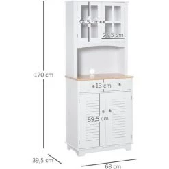 HOMCOM Armoire De Cuisine 2 Placards 2 Portes Persiennes Et Acryliques 2 Tiroirs Grande Niche Bois Caoutchouc MDF Blanc 9 HOMCOM Armoire De Cuisine 2 Placards 2 Portes Persiennes Et Acryliques 2 Tiroirs Grande Niche Bois Caoutchouc MDF Blanc -France HOMCOM Soldes 2022 29573204 3