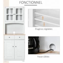 HOMCOM Armoire De Cuisine 2 Placards 2 Portes Persiennes Et Acryliques 2 Tiroirs Grande Niche Bois Caoutchouc MDF Blanc 11 HOMCOM Armoire De Cuisine 2 Placards 2 Portes Persiennes Et Acryliques 2 Tiroirs Grande Niche Bois Caoutchouc MDF Blanc -France HOMCOM Soldes 2022 29573204 5