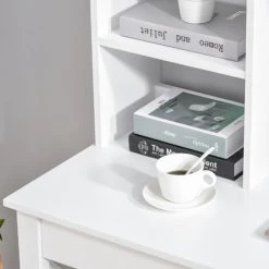 HOMCOM Bureau Bibliothèque 2 En 1 - 3 Niches 4 Espaces De Rangement - Panneaux Particules Métal Blanc - Blanc 11 HOMCOM Bureau Bibliothèque 2 En 1 - 3 Niches 4 Espaces De Rangement - Panneaux Particules Métal Blanc - Blanc -France HOMCOM Soldes 2022 29699697 5